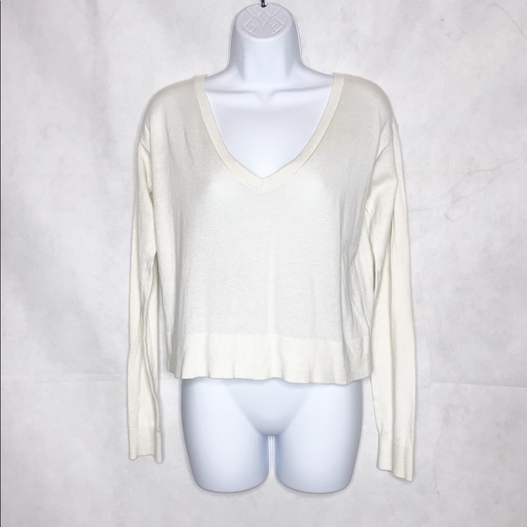 Express | Ivory Cropped Top w/Keyhole Zip Back | S - Picture 4 of 8